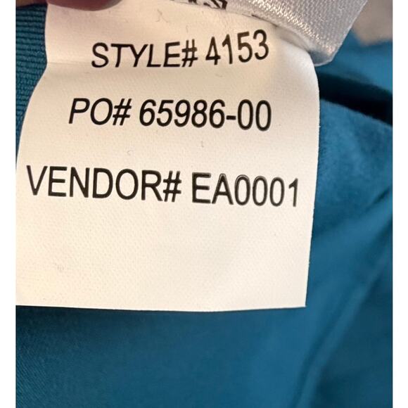 Greys Anatomy Barco Riley Scrub Top M Bahama Blue 3 Pocket Mock Wrap Medical - Picture 10 of 11